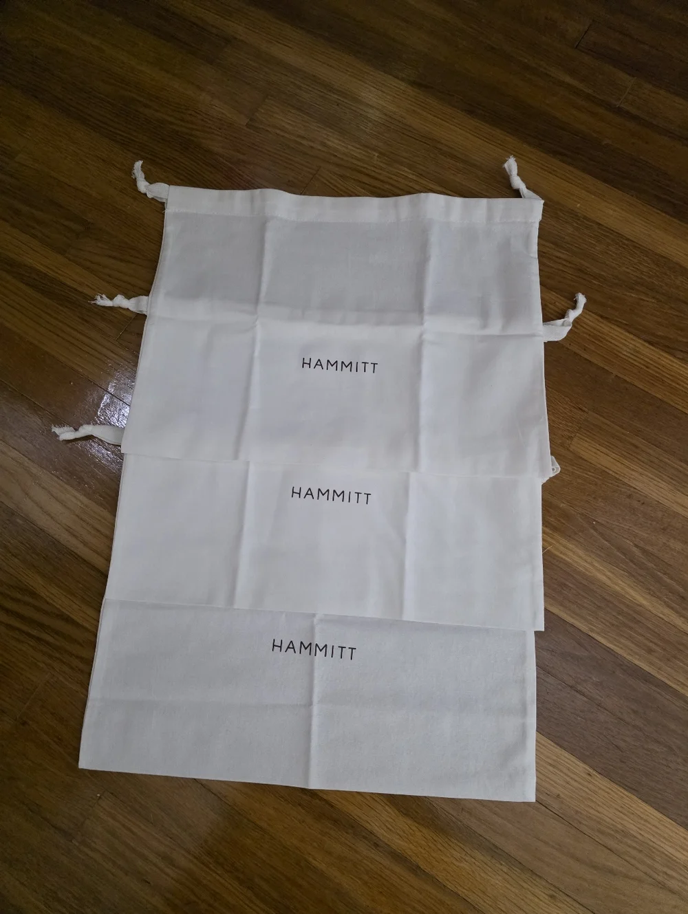 3 Hammitt White Drawstring Logo Dust Bags - Picture 2 of 3